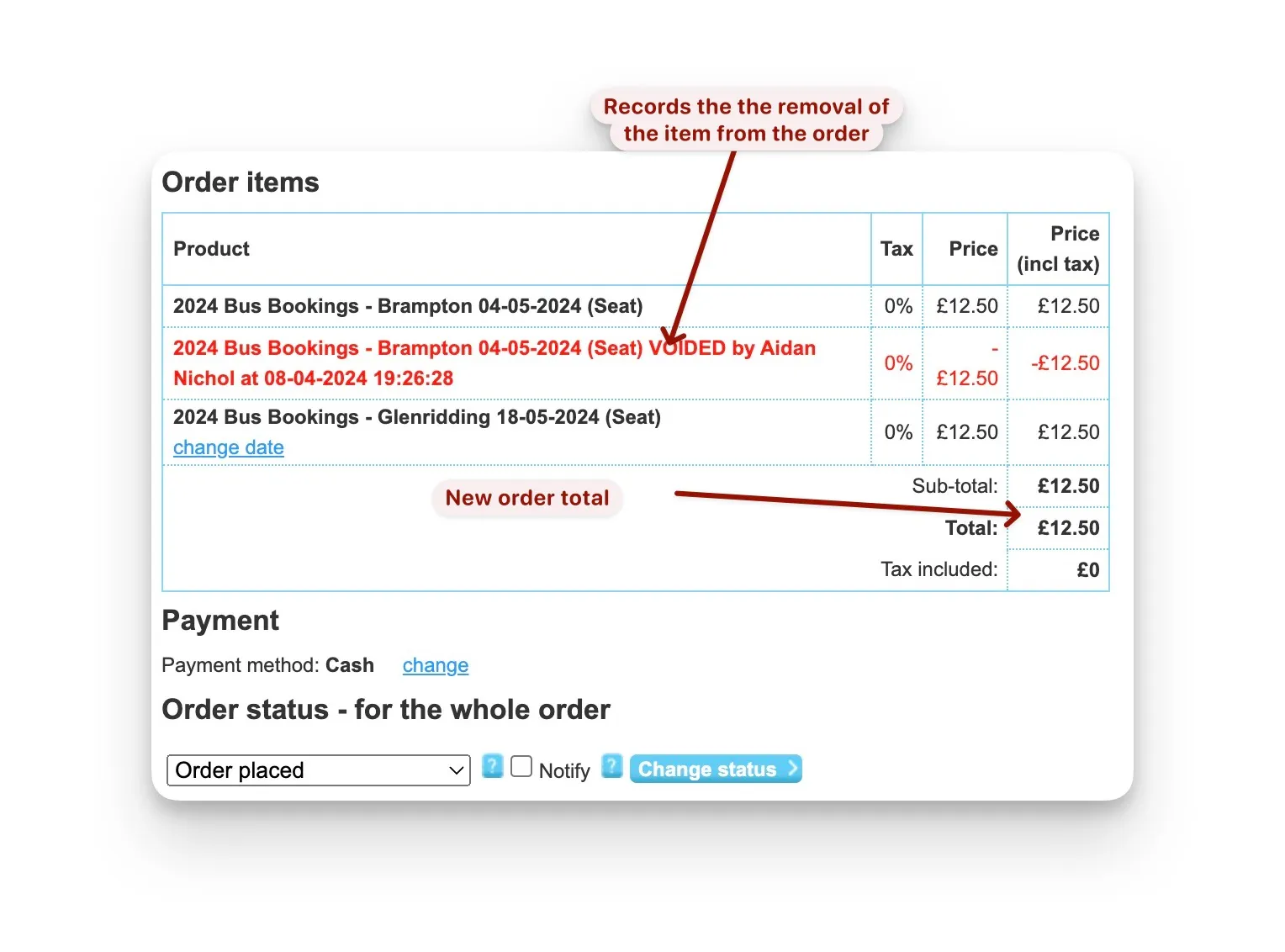 multi order updated payment details 